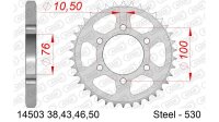 DC AFAM Stahl-Kettenrad 530 - 43Z (Silber) 14503-43| ID 76 LK 100 6-Loch