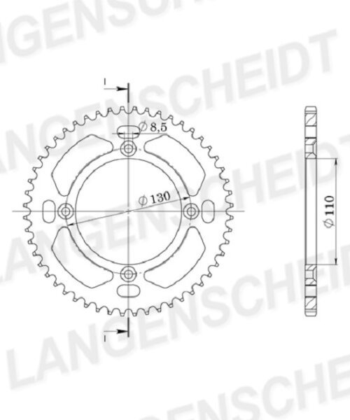 Esjot Alu-Kettenrad 428 - 54Z (silber) 51-15200-54 | ID 110,0 LK 130,0 4-Loch