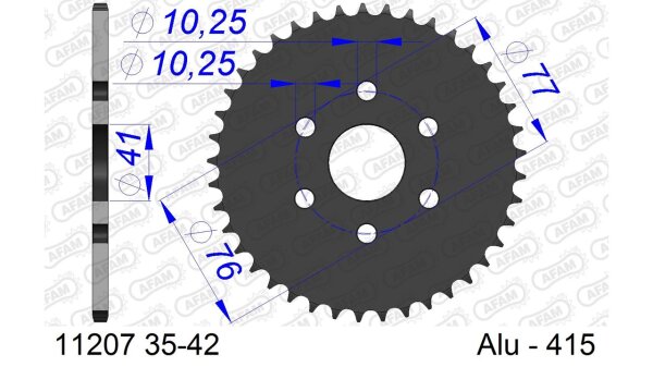 DC AFAM Alu-Kettenrad 415 - 37Z (Gun Metal) 11207-37 | ID 41 LK 77 3-Loch