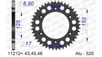 DC AFAM Alu-Kettenrad 520 - 46Z (Gun Metal) 11212+46 | ID 125 LK 153 6-Loch mit Schlammnut