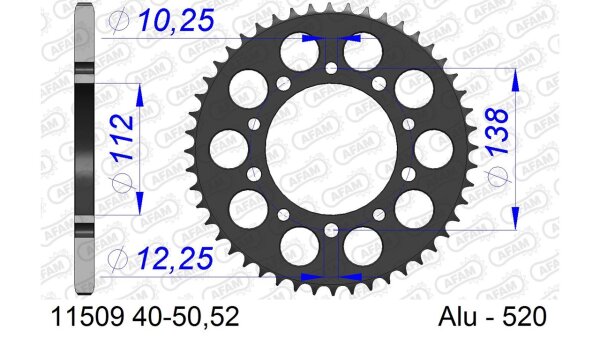 DC AFAM Alu-Kettenrad 520 - 40Z (Gun Metal) 11509-40 | ID 112 LK 138 5-Loch