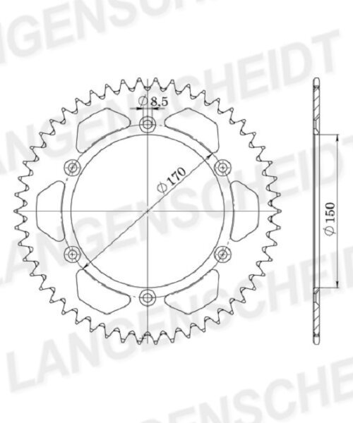 Supersprox Alu-Kettenrad 520 - 50Z (gold) ID 150,0 LK 170,0 6-Loch