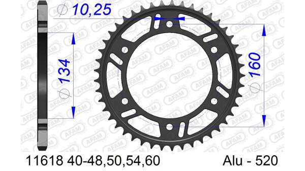 DC AFAM Alu-Kettenrad 520 - 45Z (Gun Metal) 11618-45 | ID 134 LK 160 6-Loch