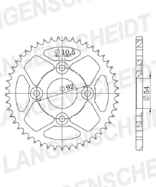 Supersprox Stahl-Kettenrad 428 - 46Z (schwarz) RFE-835:46-BLK|ID 54,0 LK 92,0 4-Loch