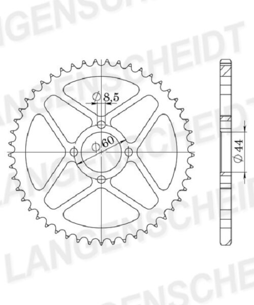 Supersprox Stahl-Kettenrad 428 - 41Z (schwarz) RFE-833:41-BLK|ID 44,0 LK 60,0 4-Loch