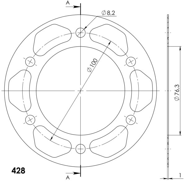 Supersprox Edge-Disc 428 - 40Z (silber) ACD-1844:40-SLV|ID 76,0 LK 100,0 6-Loch