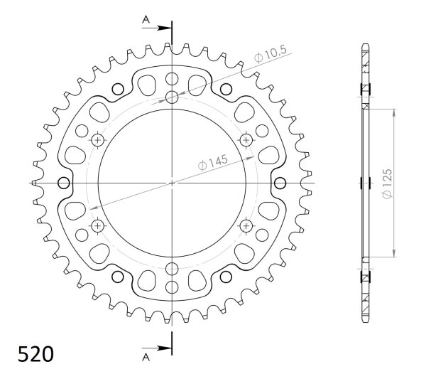 Supersprox Stealth-Kettenrad 520 - 45Z (orange) RST-855:45-ORG|ID 125,0 LK 145,0 6-Loch