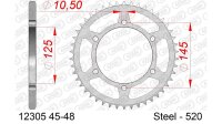 DC AFAM Stahl-Kettenrad 520 - 48Z (Silber) 12305-48| ID 125 LK 145 6-Loch