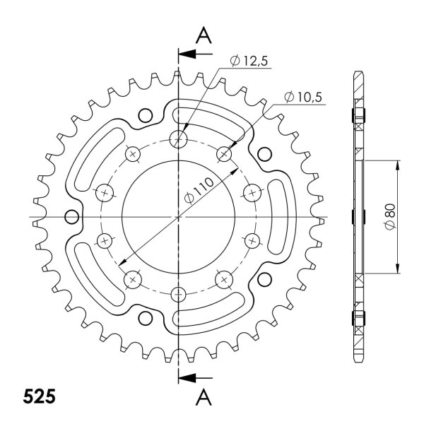 Supersprox Stealth-Kettenrad 525 - 37Z (gold) RST-1332:37-GLD|ID 80,0 LK 110,0 5-Loch