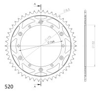 Supersprox Stealth-Kettenrad 520 - 50Z (gold) RST-853:50-GLD|ID 152,0 LK 175,0 6-Loch/6-Loch