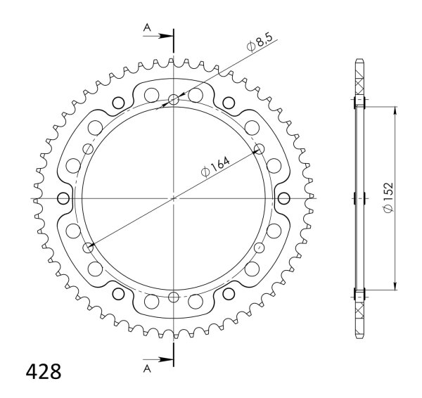 Supersprox Stealth-Kettenrad 428 - 56Z (gold) RST-1839:56-GLD|ID 152,0 LK 164,0 6-Loch