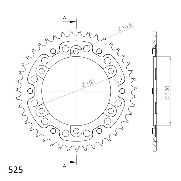 Supersprox Stealth-Kettenrad 525 - 42Z (gold) RST-300:42-GLD|ID 130,0 LK 150,0 6-Loch