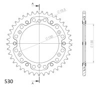 Supersprox Stealth-Kettenrad 530 - 42Z (gold) RST-859:42-GLD|ID 130,0 LK 150,0 6-Loch