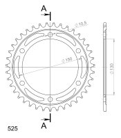 Supersprox Stahl-Kettenrad 525 - 39Z (schwarz) RFE-300:39-BLK|ID 130,0 LK 150,0 6-Loch