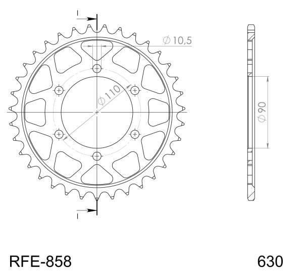 Supersprox Stahl-Kettenrad 630 - 35Z (schwarz) RFE-858:35-BLK|ID 90,0 LK 110,0 6-Loch