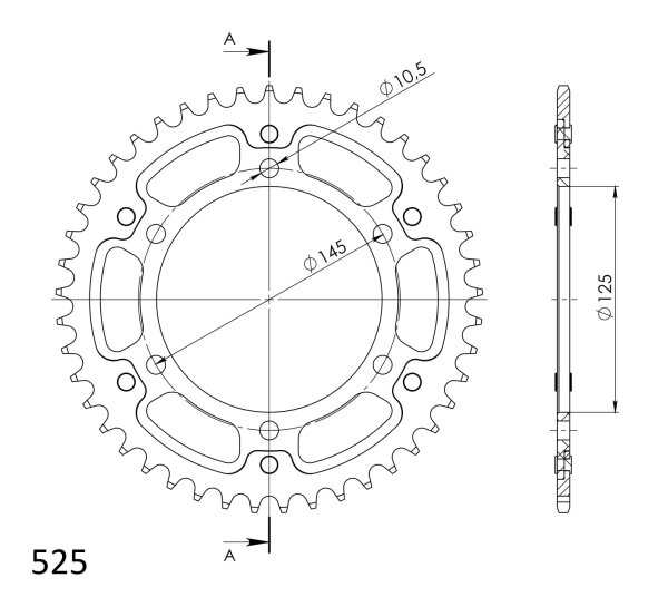 Supersprox Stealth-Kettenrad 525 - 45Z (gold) RST-867:45-GLD|ID 125,0 LK 145,0 6-Loch