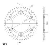 Supersprox Stealth-Kettenrad 525 - 45Z (gold)...