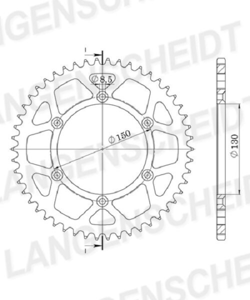 Supersprox Alu-Kettenrad 520 - 38Z (rot) RAL-245/2:38-RED|ID 130,0 LK 150,0 6-Loch/6-Loch