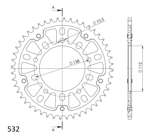 Supersprox Stealth-Kettenrad 532 - 48Z (gold) RST-1873:48-GLD|ID 112,0 LK 138,0 5-Loch