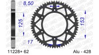 DC AFAM Alu-Kettenrad 428 - 62Z (Gun Metal) 11228+62 | ID 125 LK 153 6-Loch mit Schlammnut