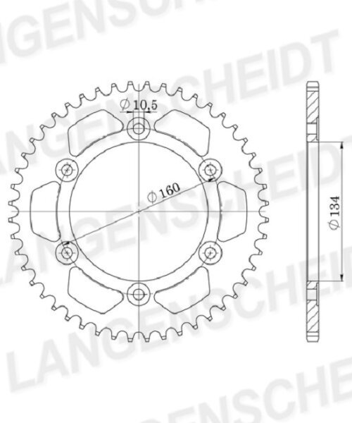 Supersprox Alu-Kettenrad 525 - 47Z (silber) ID 134,0 LK 160,0 6-Loch