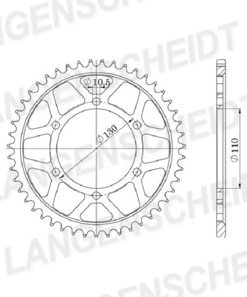 Supersprox Alu-Kettenrad 530 - 45Z (rot) RAL-479:45-RED|ID 110,0 LK 130,0 6-Loch