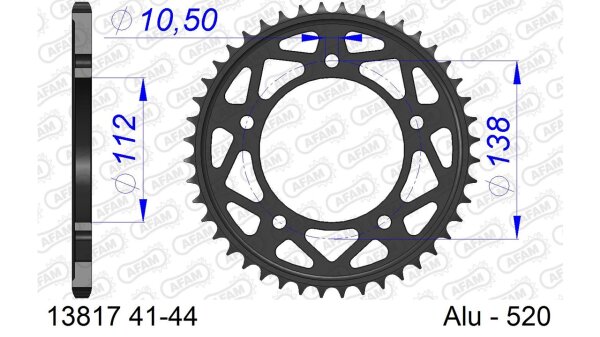 DC AFAM Alu-Kettenrad 520 - 43Z (Gun Metal) 13817-43 | ID 112 LK 138 5-Loch