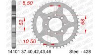 DC AFAM Stahl-Kettenrad 428 - 43Z (Silber) 14101-43| ID 52 LK 68 4-Loch