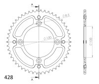 Supersprox Stealth-Kettenrad 428 - 52Z (gold) RST-998:52-GLD|ID 100,0 LK 120,0 4-Loch