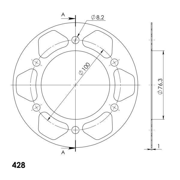 Supersprox Edge-Disc 428 - 42Z (gold) ACD-1844:42-GLD|ID 76,0 LK 100,0 6-Loch