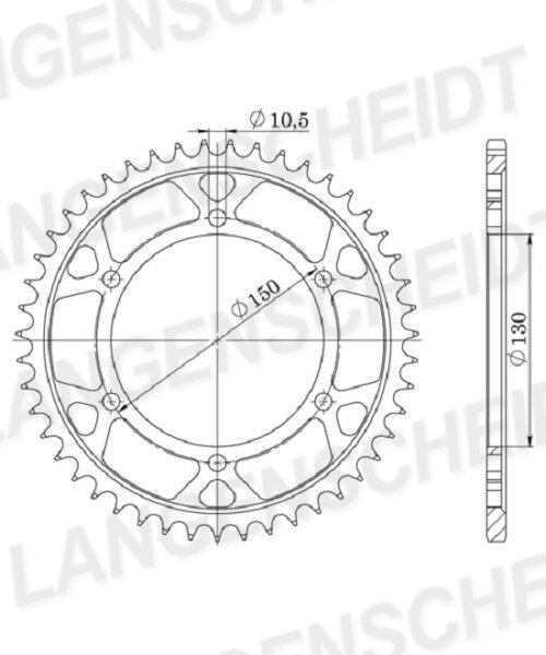 Supersprox Alu-Kettenrad 532 - 44Z (silber) ID 130,0 LK 150,0 6-Loch