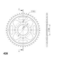 Supersprox Steel Edge-Kettenrad 428-45Z (schwarz) RFA-803:45-BLK|ID 58,0 LK 90,0 4-Loch