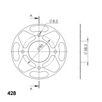 Supersprox Edge-Disc 428 - 45Z (rot) ACD-803:45-RED|ID 58,0 LK 90,0 4-Loch