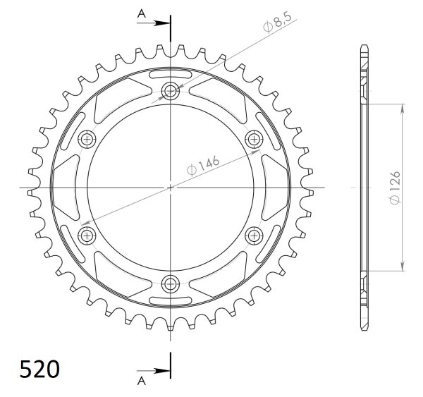 Supersprox Stealth-Kettenrad 520 - 41Z (blau) RST-808:41-BLU|ID 126,0 LK 146,0 6-Loch