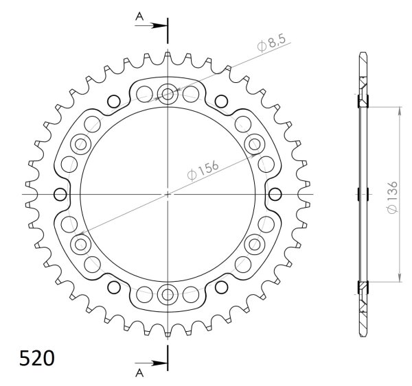 Supersprox Stealth-Kettenrad 520 - 42Z (gold) RST-1512:42-GLD|ID 136,0 LK 156,0 6-Loch