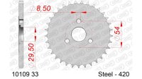 DC AFAM Stahl-Kettenrad 420 - 33Z (Silber) 10109-33| ID 29,5 LK 54 3-Loch