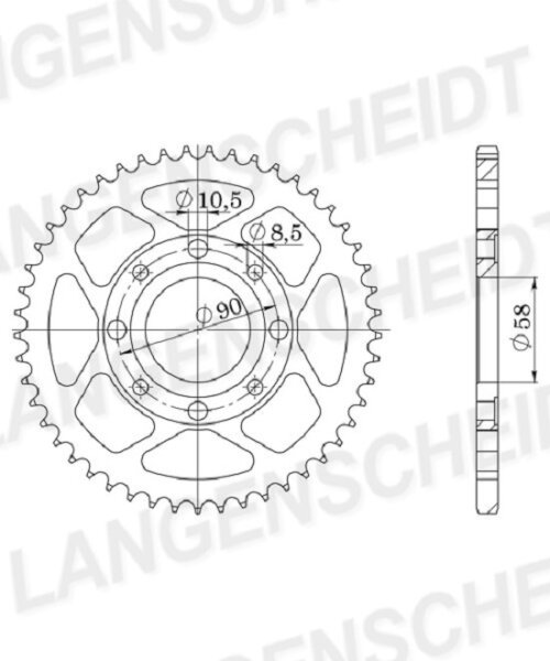 Supersprox Stahl-Kettenrad 428 - 38Z (schwarz) RFE-269:38-BLK|ID 58,0 LK 90,0 4-Loch/4-Loch