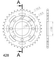 Supersprox Stahl-Kettenrad 428 - 38Z (schwarz) RFE-269:38-BLK|ID 58,0 LK 90,0 4-Loch/4-Loch