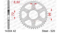 DC AFAM Stahl-Kettenrad 520 - 42Z (Silber) 14304-42| ID 72 LK 96 6-Loch