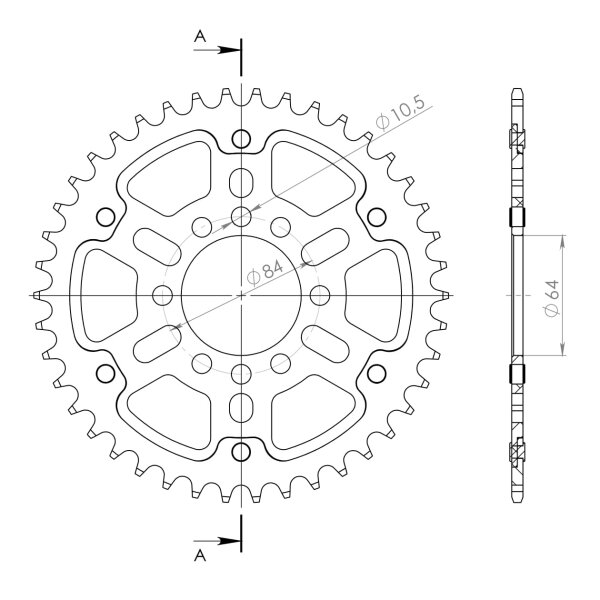 Supersprox Stealth-Kettenrad 520 - 42Z (gold) RST-1826:42-GLD|ID 64,0 LK 84,0 8-Loch