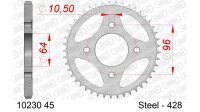 DC AFAM Stahl-Kettenrad 428 - 45Z (Silber) 10230-45| ID...