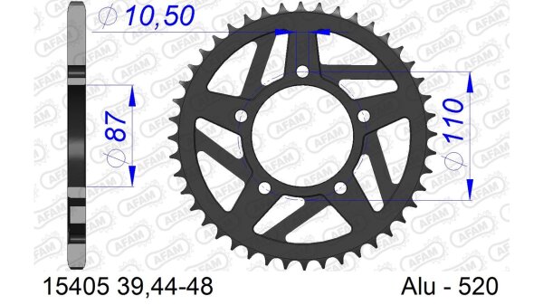 DC AFAM Alu-Kettenrad 520 - 46Z (Gun Metal) 15405-46 | ID 87 LK 110 5-Loch