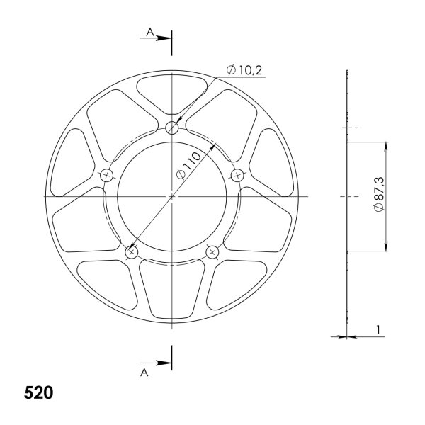 Supersprox Edge-Disc 520 - 46Z (rot) ACD-823:46-RED|ID 87,0 LK 110,0 5-Loch