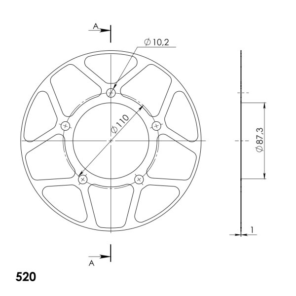 Supersprox Edge-Disc 520 - 47Z (gold) ACD-823:47-GLD|ID 87,0 LK 110,0 5-Loch