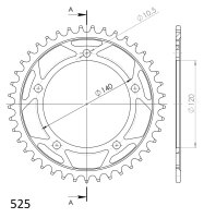 Supersprox Stahl-Kettenrad 525 - 41Z (schwarz) RFE-1792:41-BLK|ID 120,0 LK 140,0 5-Loch