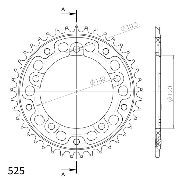 Supersprox Stealth-Kettenrad 525 - 41Z (blau) RST-1792:41-BLU|ID 120,0 LK 140,0 5-Loch