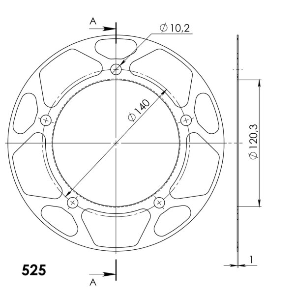 Supersprox Edge-Disc 525 - 47Z (gold) ACD-1792:47-GLD|ID 120,0 LK 140,0 5-Loch