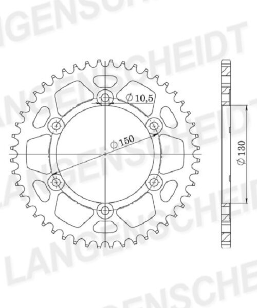 Esjot Alu-Kettenrad 530 - 49Z (silber) 51-35016-49 | ID 130,0 LK 150,0 6-Loch