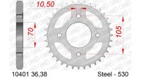 DC AFAM Stahl-Kettenrad 530 - 38Z (Silber) 10401-38| ID 70 LK 105 4-Loch