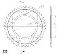 Supersprox Stahl-Kettenrad 525 - 43Z (schwarz) RFE-1792:43-BLK|ID 120,0 LK 140,0 5-Loch